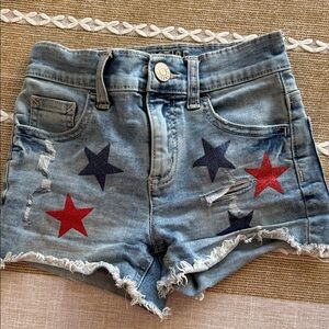 Justice Blue Jean Shorts with Red and Blue Stars